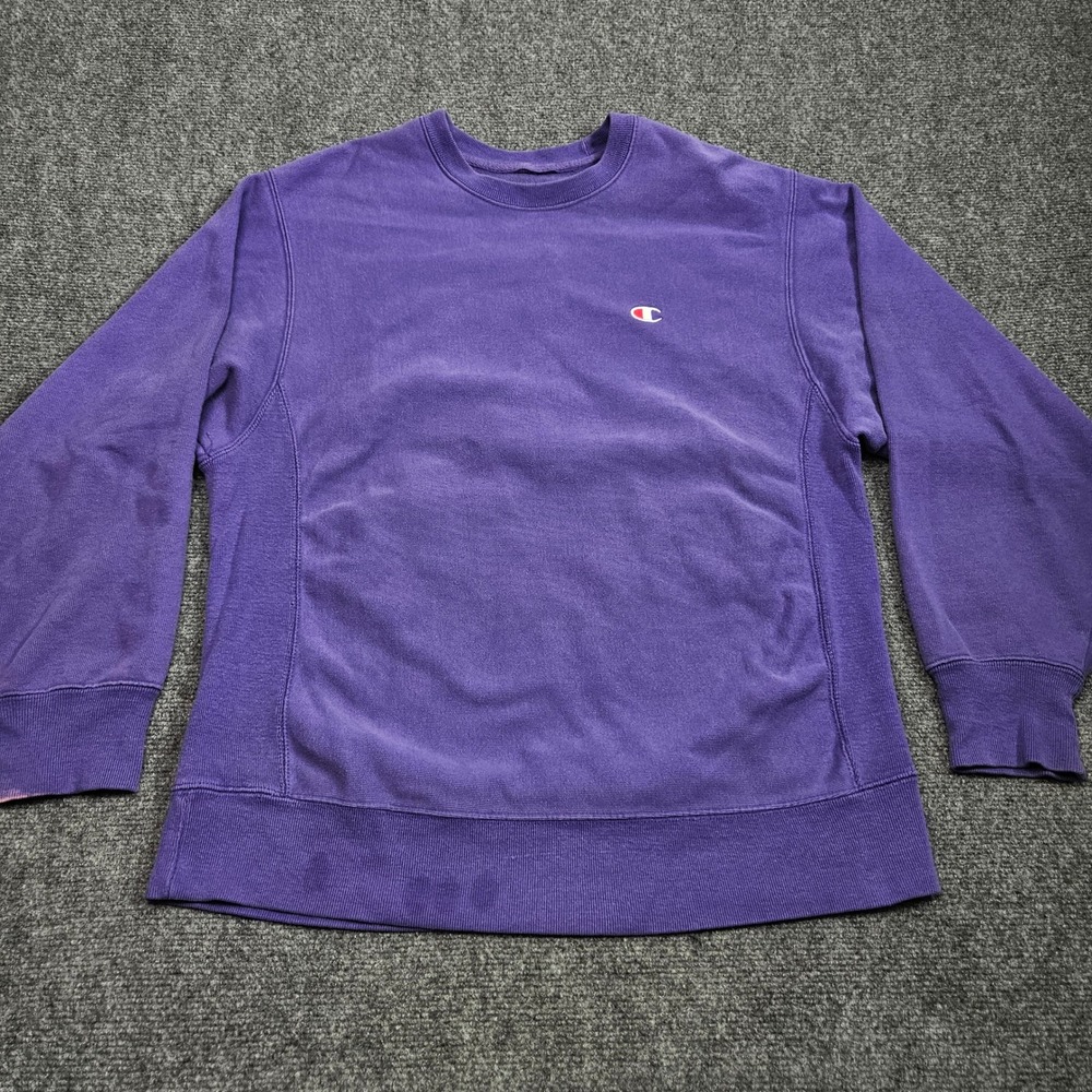 Vintage 90s Champion Reverse Weave Crewneck Sweatshirt Mens L Purple Grunge